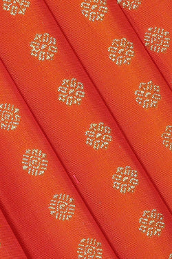 Image of Kanchipattu Orange Pavada Unstitched Set