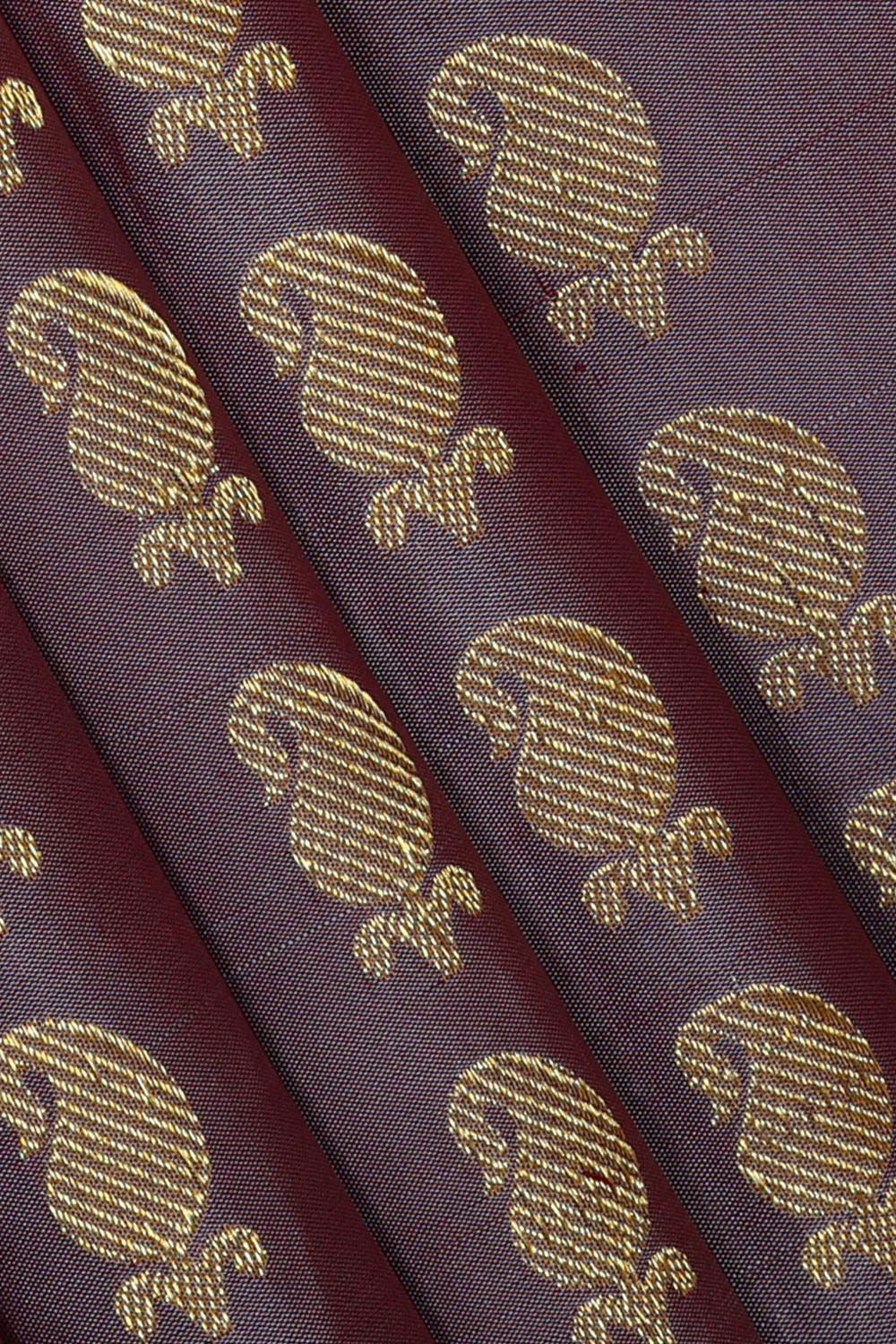 Kanchipattu Dark Mauve Pavada Unstitched Set