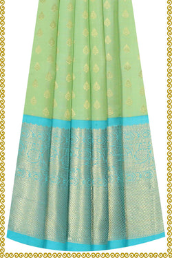 Image of Kanchipattu Pista Green Pavada Unstitched Set