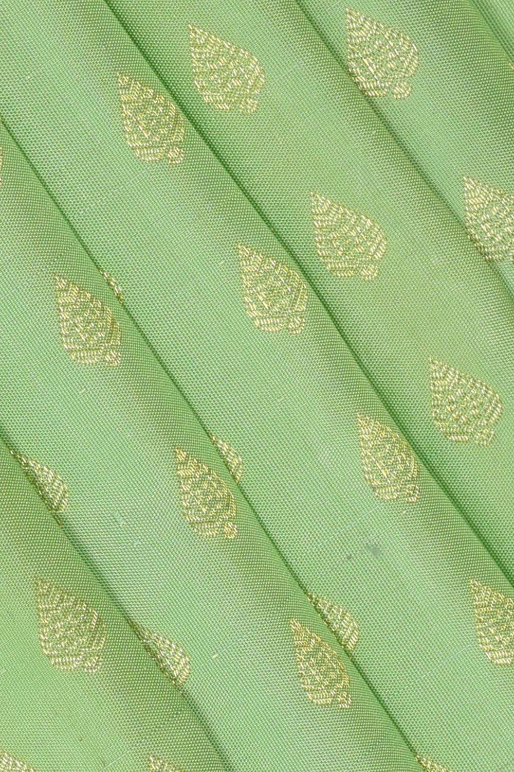 Kanchipattu Pista Green Pavada Unstitched Set