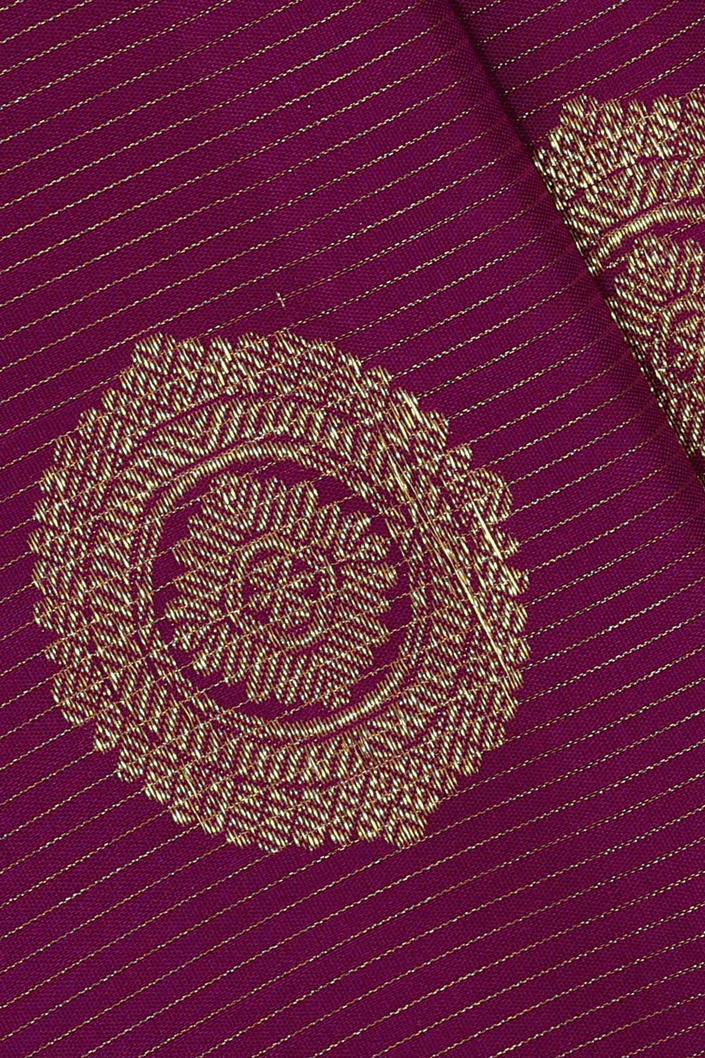 Kanchipattu Dark Magenta Pavada Unstitched Set