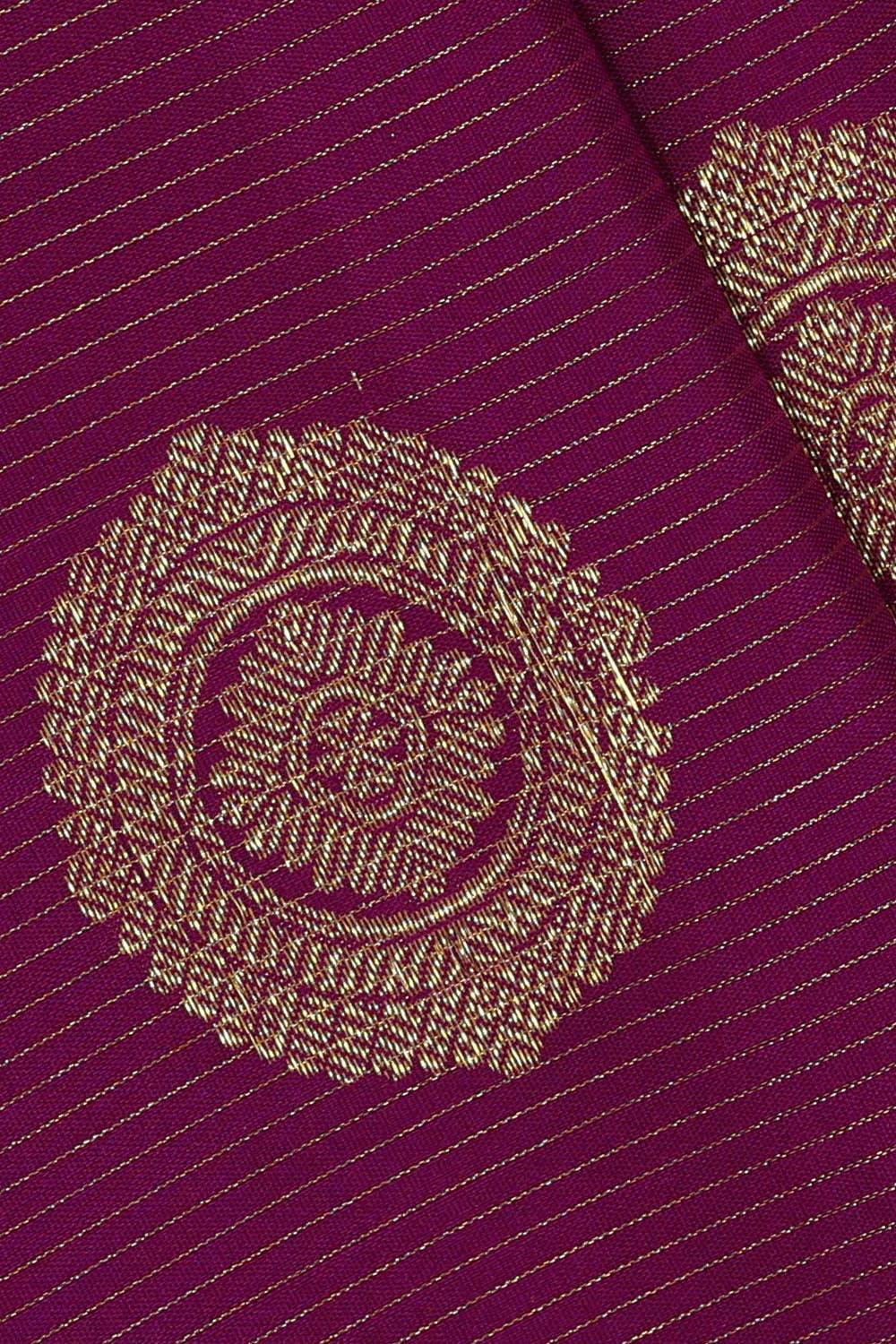 Image of Kanchipattu Dark Magenta Pavada Unstitched Set