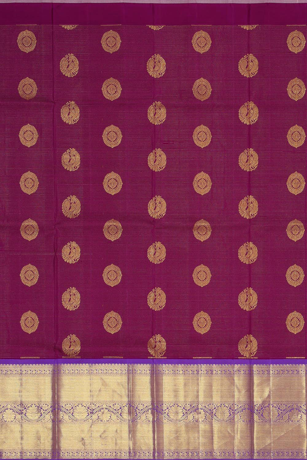 Kanchipattu Dark Magenta Pavada Unstitched Set