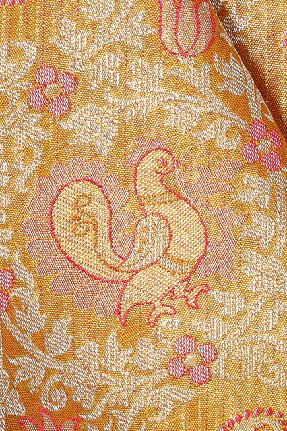 Kanchipattu Golden Yellow Tissue Brocade Saree