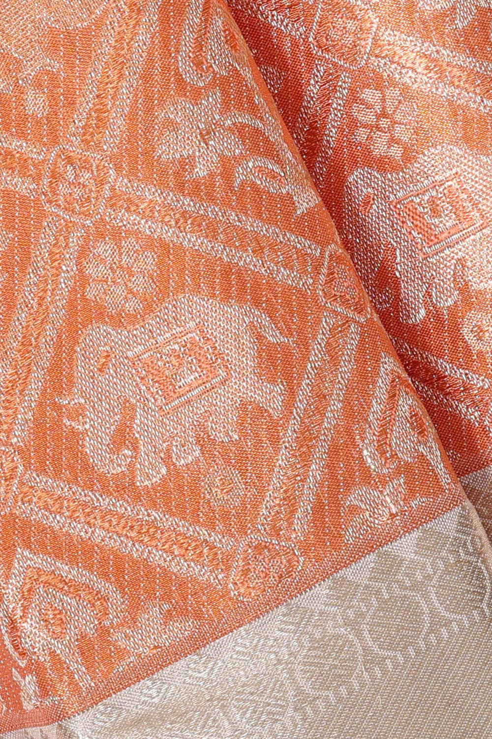 Kanchipattu Peach Tissue Brocade Saree