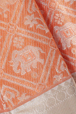 Image of Kanchipattu Peach Tissue Brocade Saree