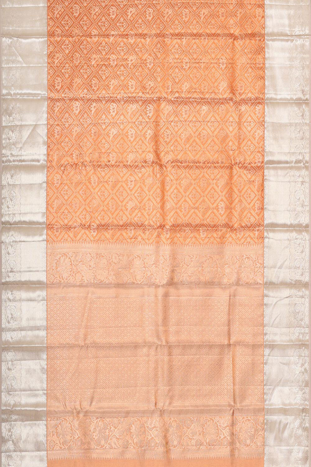 Kanchipattu Peach Tissue Brocade Saree