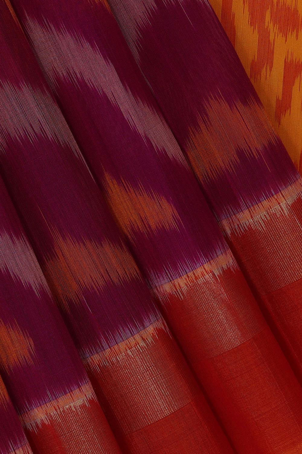 Collection of Ikat Cotton Silk Magenta Saree in a gallery layout