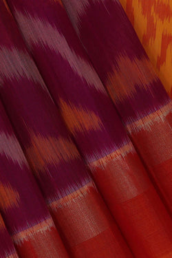 Collection of Ikat Cotton Silk Magenta Saree in a gallery layout