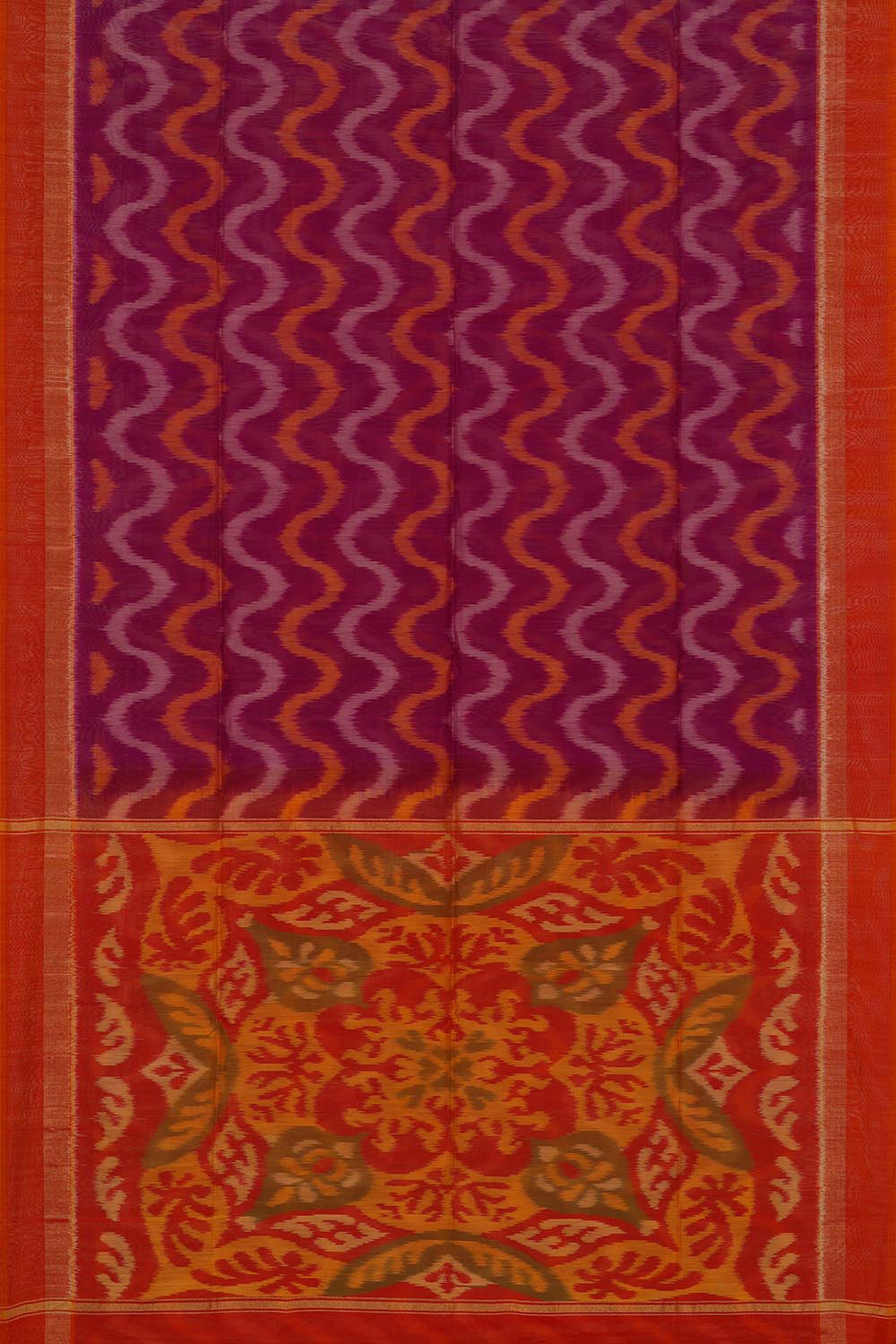 Collection of Ikat Cotton Silk Magenta Saree in a gallery layout