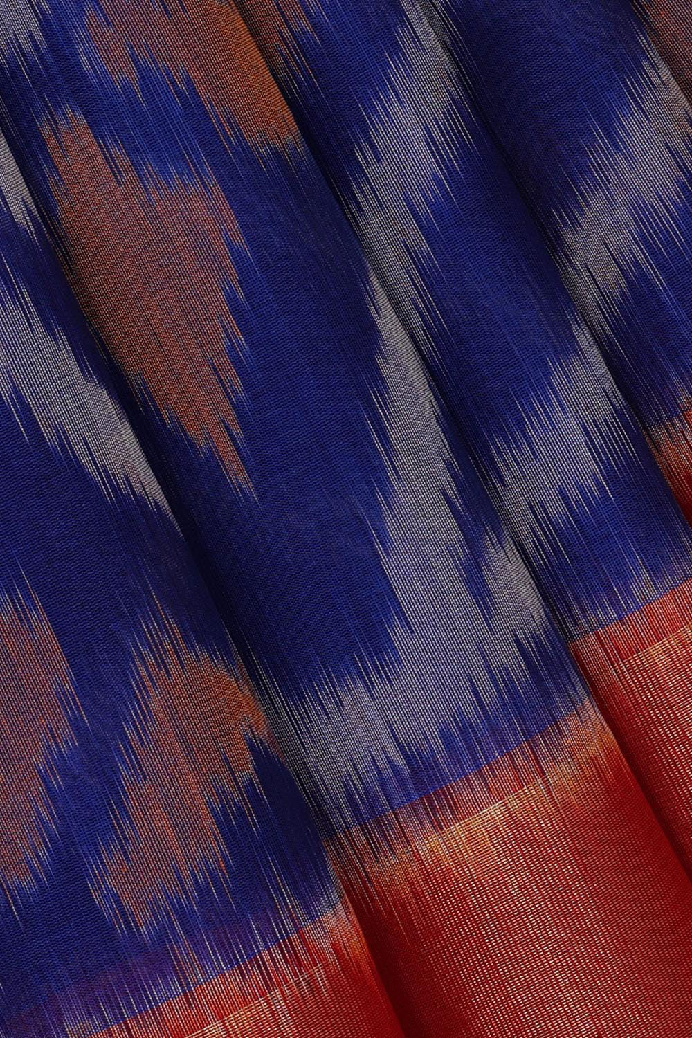 Collection of Ikat Cotton Silk Royal Blue Saree in a gallery layout