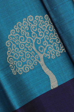 Image of Ocean Blue Silk Saree