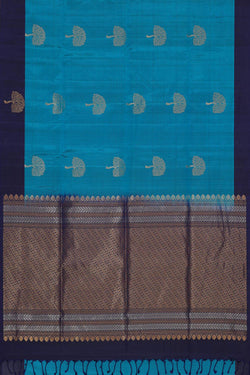 Image of Ocean Blue Silk Saree