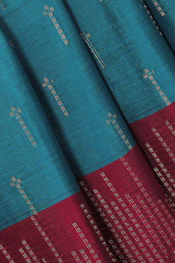 Image of Teal Blue Silk Saree