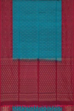 Image of Teal Blue Silk Saree