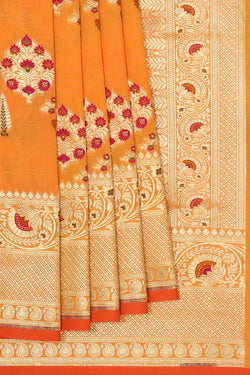 Image of Banarasi Silk Peach Saree