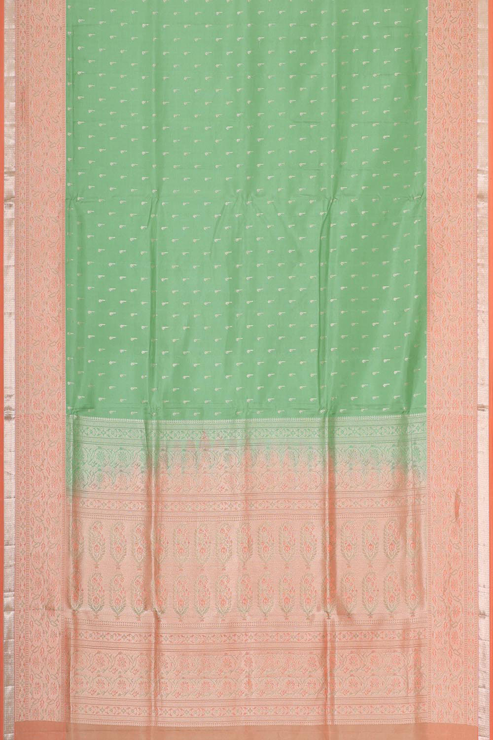 Collection of Pista Green Soft Silk Saree in a gallery layout