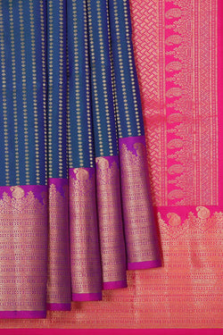 Collection of Peacock Blue Silk Saree in a gallery layout