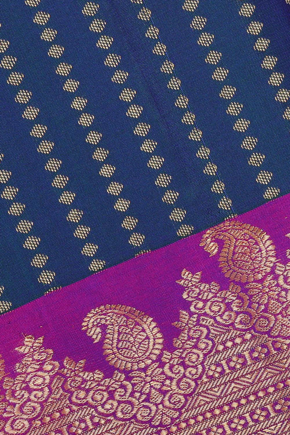 Collection of Peacock Blue Silk Saree in a gallery layout