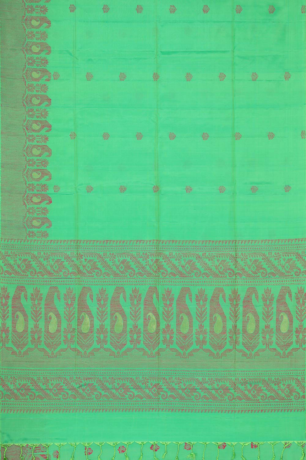 Image of Bright Green Silk Saree