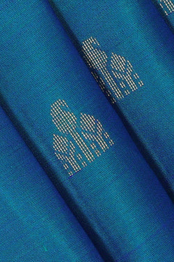 Image of Dark Ocean Blue Silk Saree