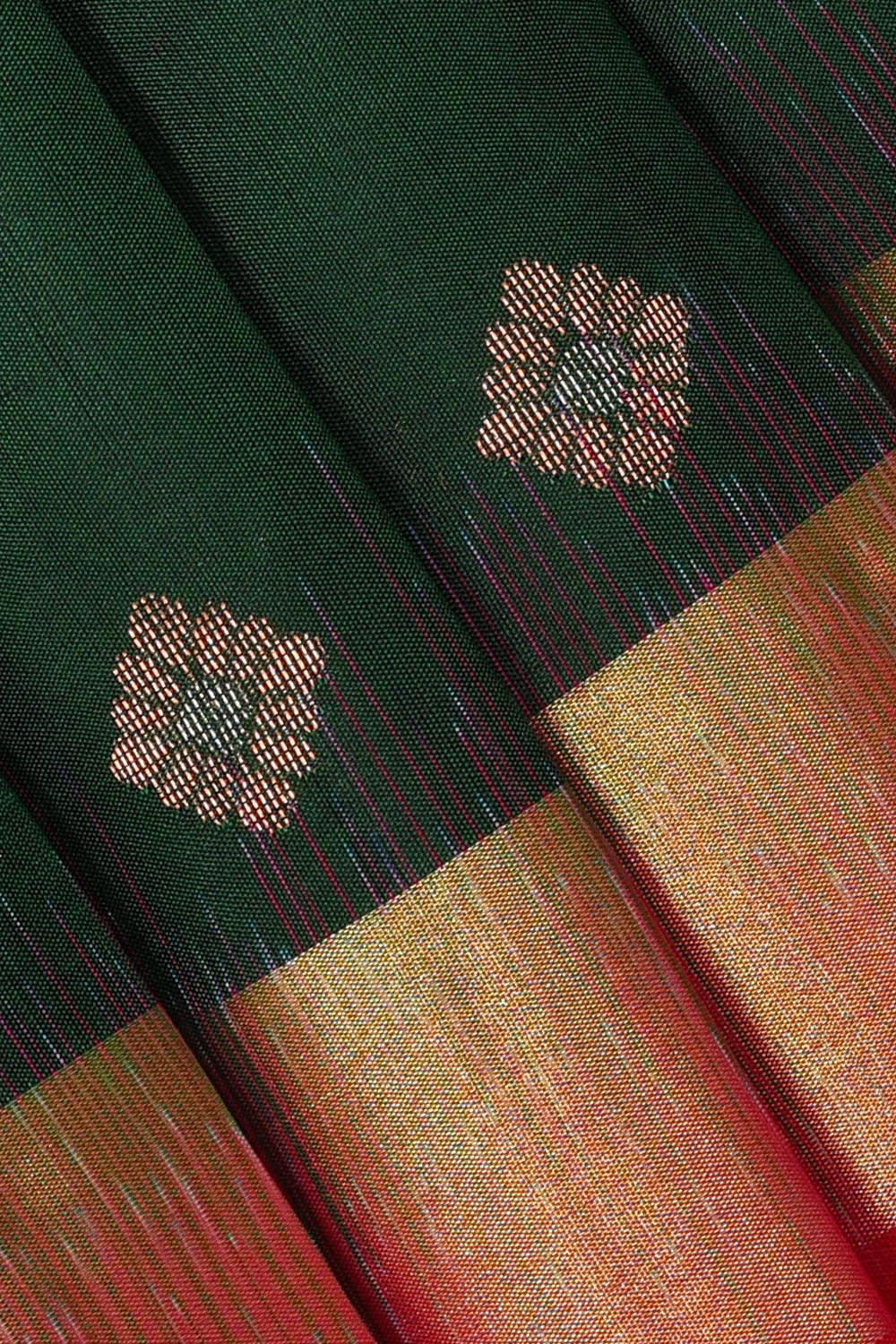 Collection of Bottle Green Silk Saree in a gallery layout