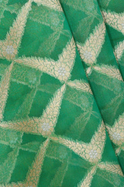 Collection of Banarasi Kora Green Saree in a gallery layout