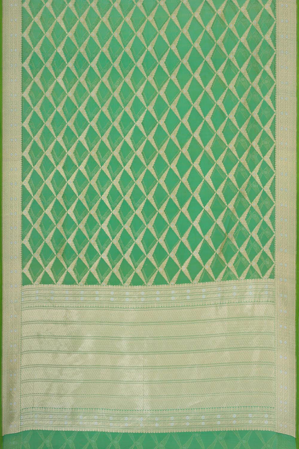 Collection of Banarasi Kora Green Saree in a gallery layout