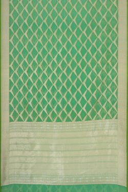 Collection of Banarasi Kora Green Saree in a gallery layout