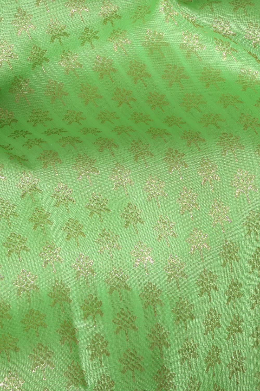 Kanchipattu Light Green Pavada Unstitched Set