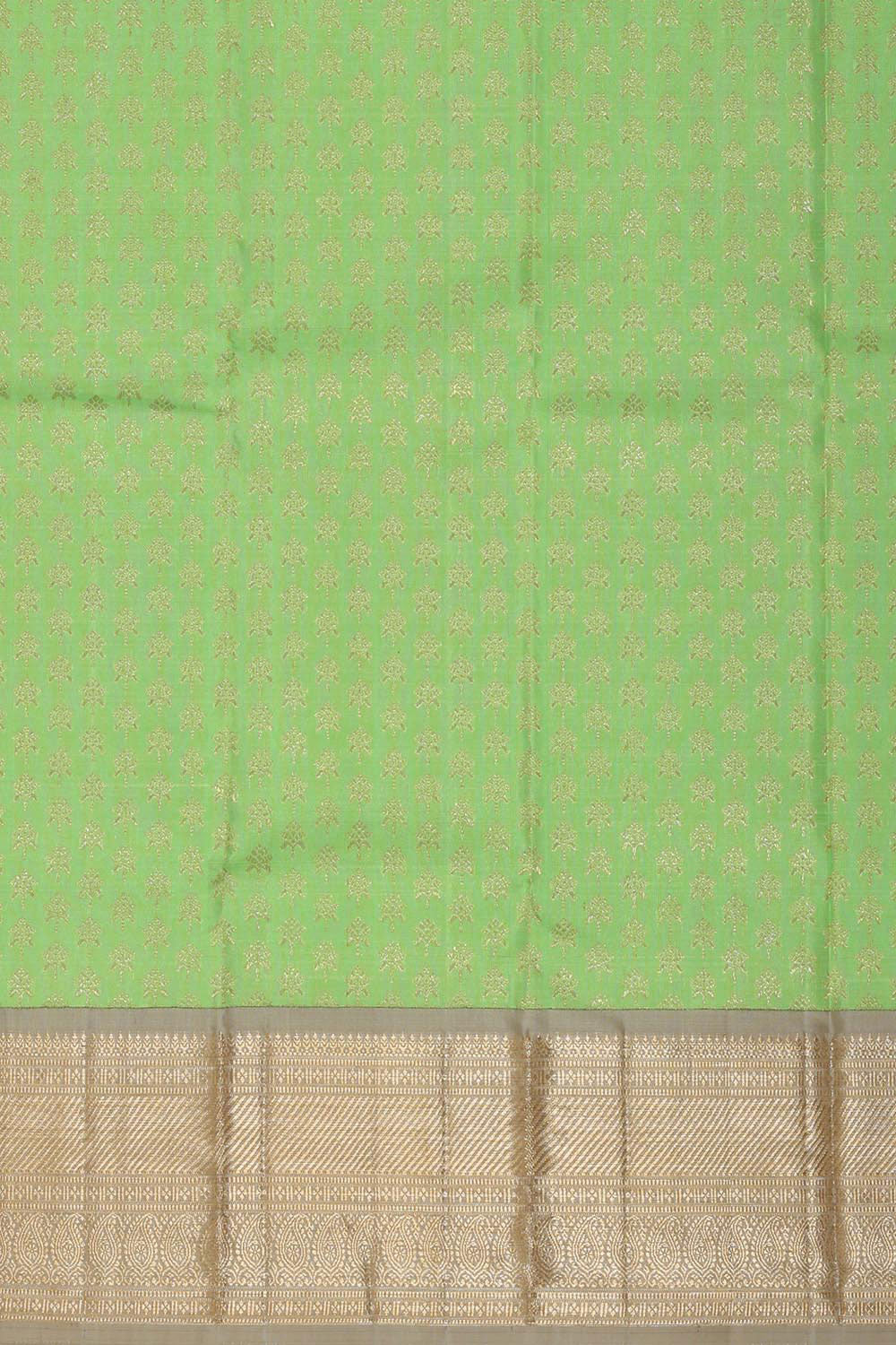 Kanchipattu Light Green Pavada Unstitched Set