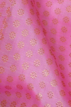 Collection of Kanchipattu Pink Pavada Unstitched Set in a gallery layout