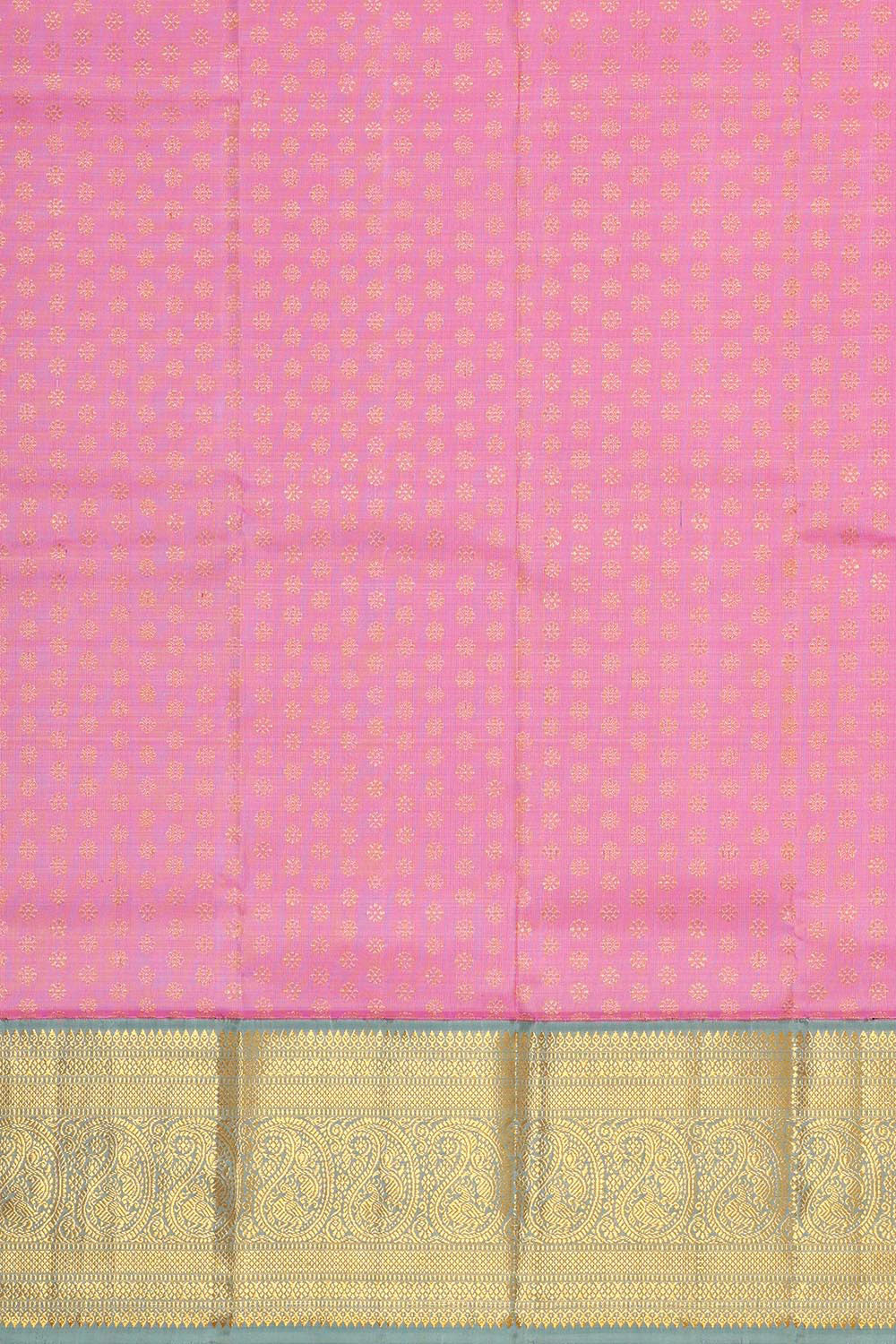 Collection of Kanchipattu Pink Pavada Unstitched Set in a gallery layout