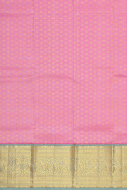 Collection of Kanchipattu Pink Pavada Unstitched Set in a gallery layout