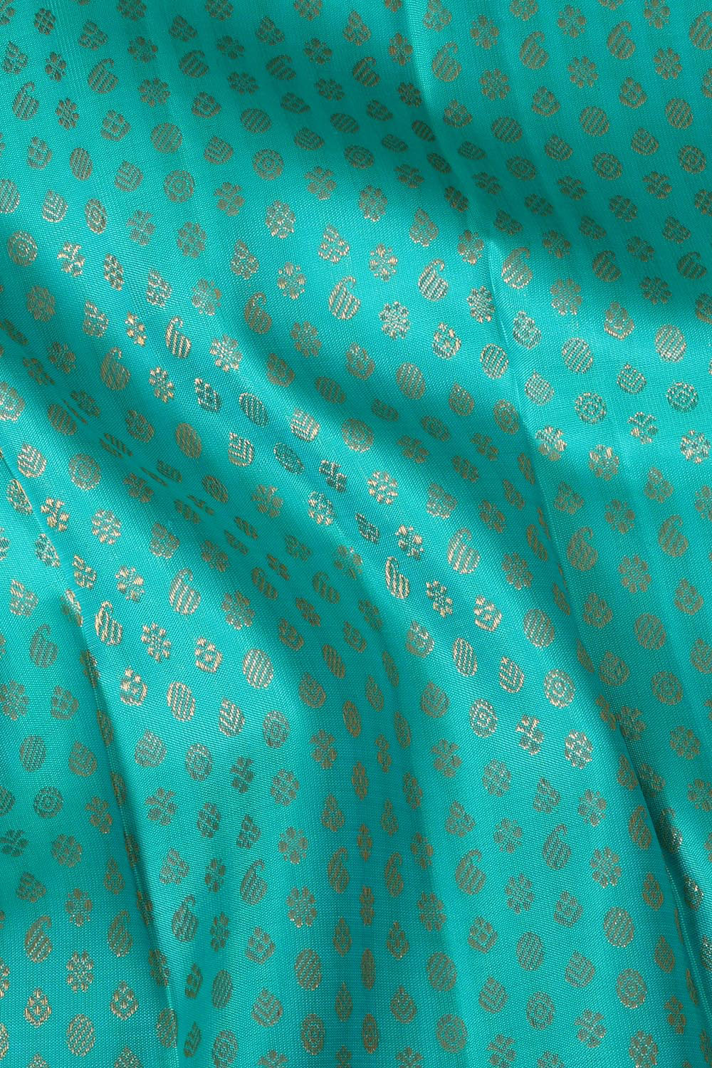 Collection of Kanchipattu Turquoise Blue Pavada Unstitched Set in a gallery layout