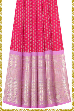 Image of Kanchipattu Rani Pink Pavada Unstitched Set