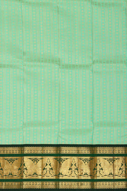 Collection of Kanchipattu Mint Green Pavada Unstitched Set in a gallery layout