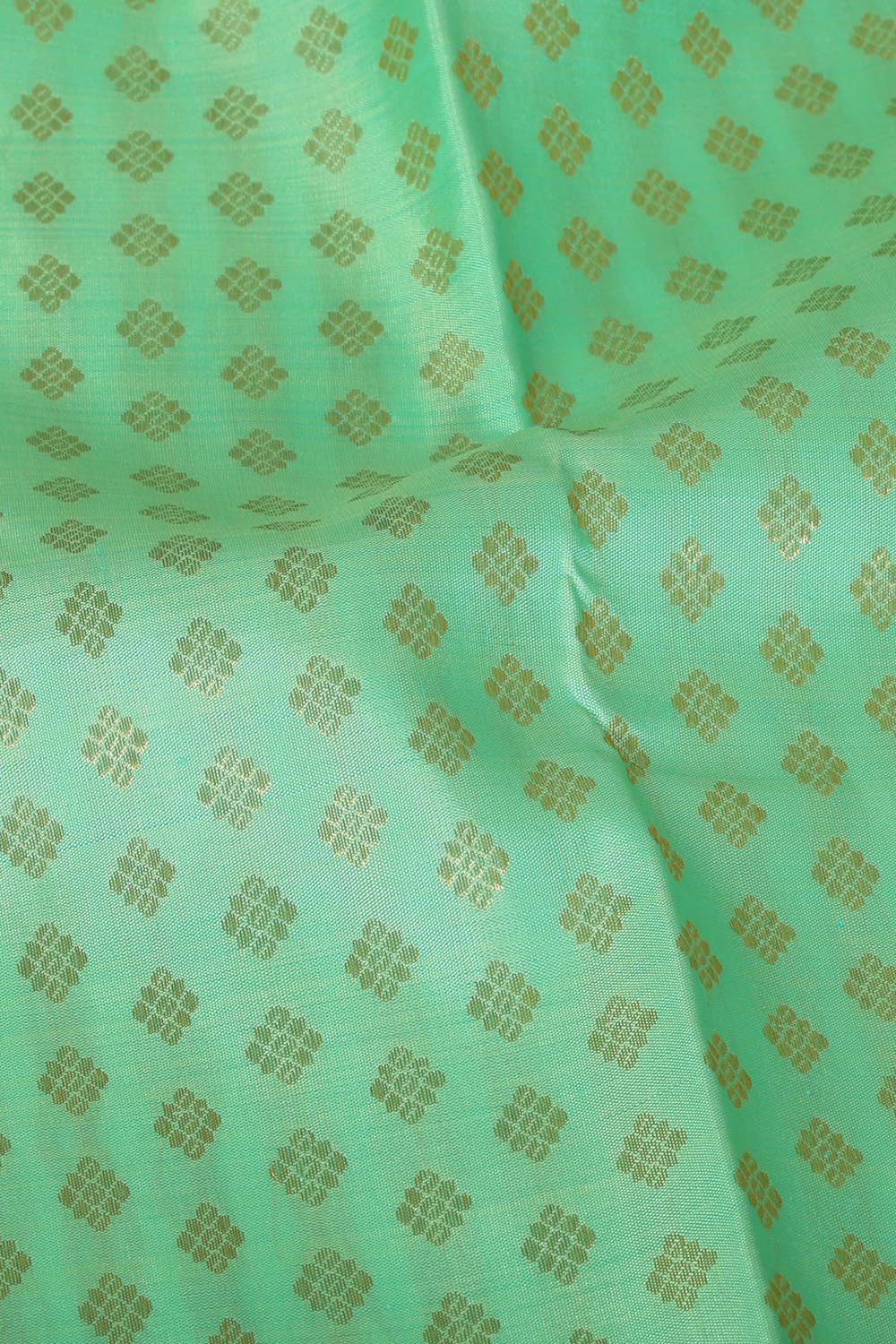 Collection of Kanchipattu Mint Green Pavada Unstitched Set in a gallery layout