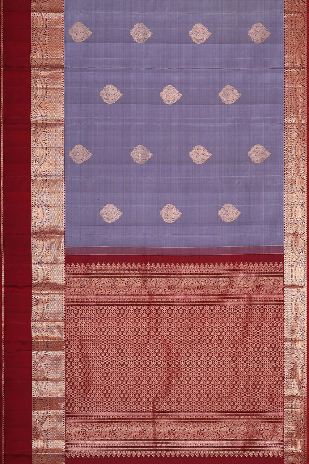 Kanchipattu Bluish Grey Saree