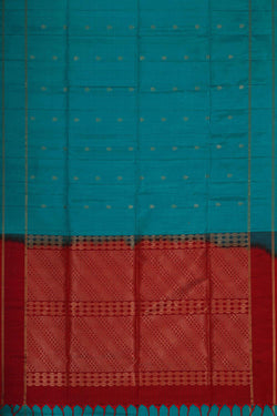 Image of Teal Blue Silk Saree