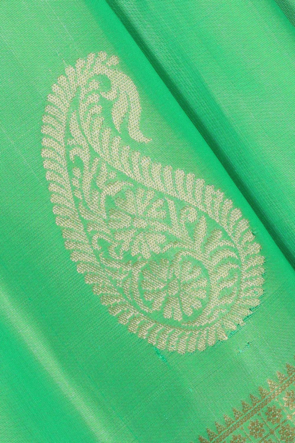 Image of Bright Green Silk Saree
