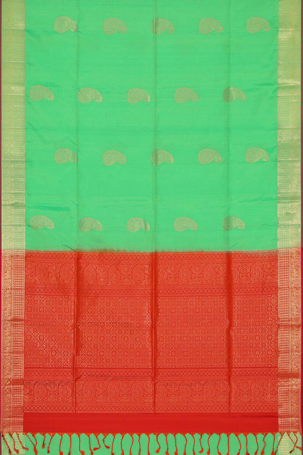 Image of Bright Green Silk Saree