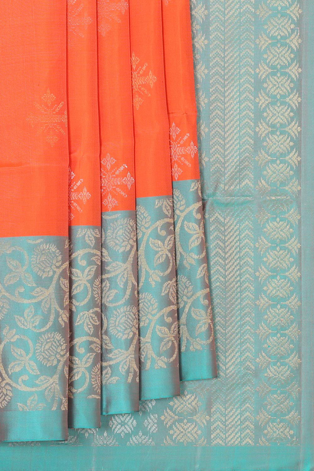 Collection of Dark Orange Silk Saree in a gallery layout