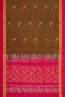 Collection of Olive Green Silk Saree in a gallery layout