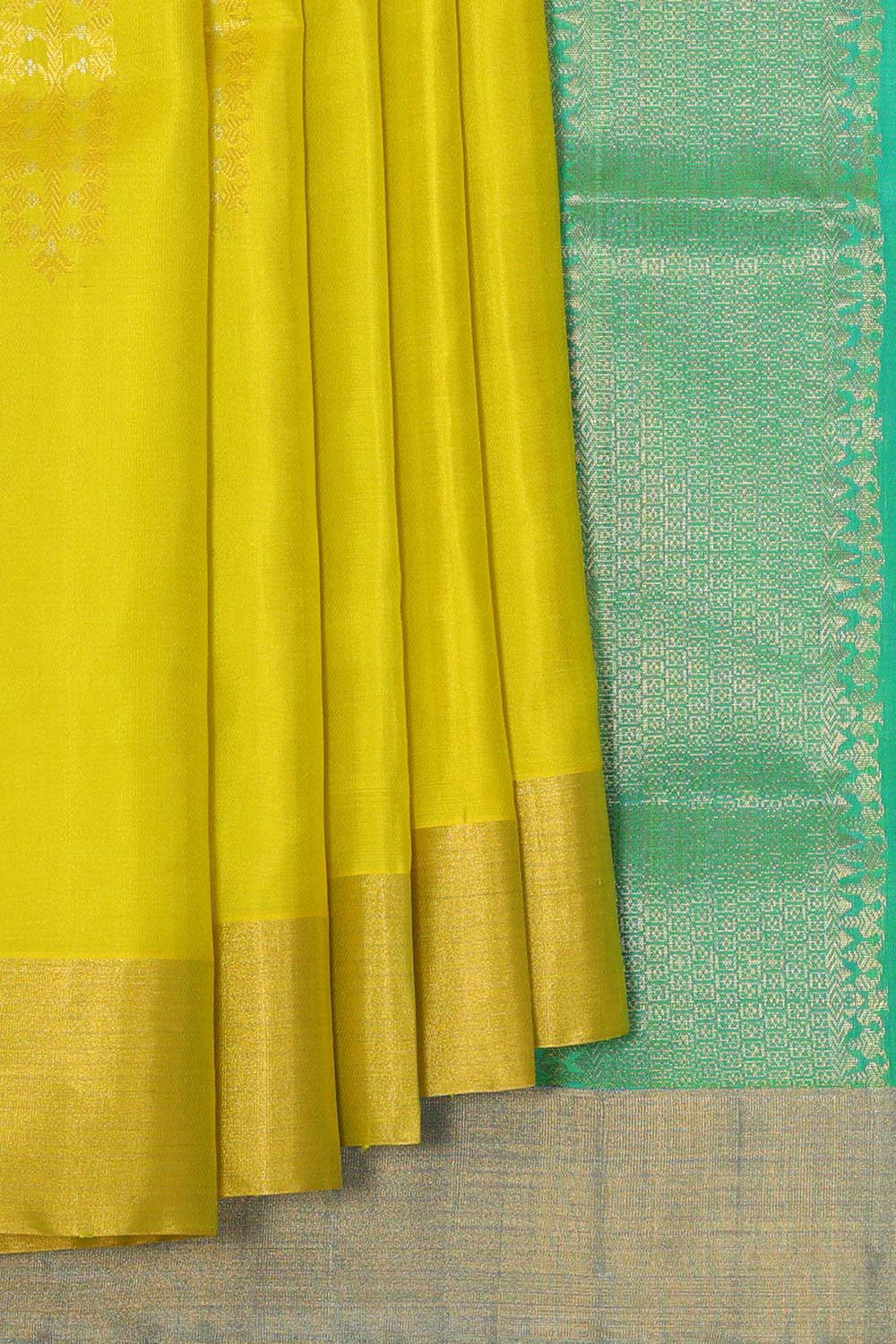 Collection of Greenish Yellow Soft Silk Saree in a gallery layout