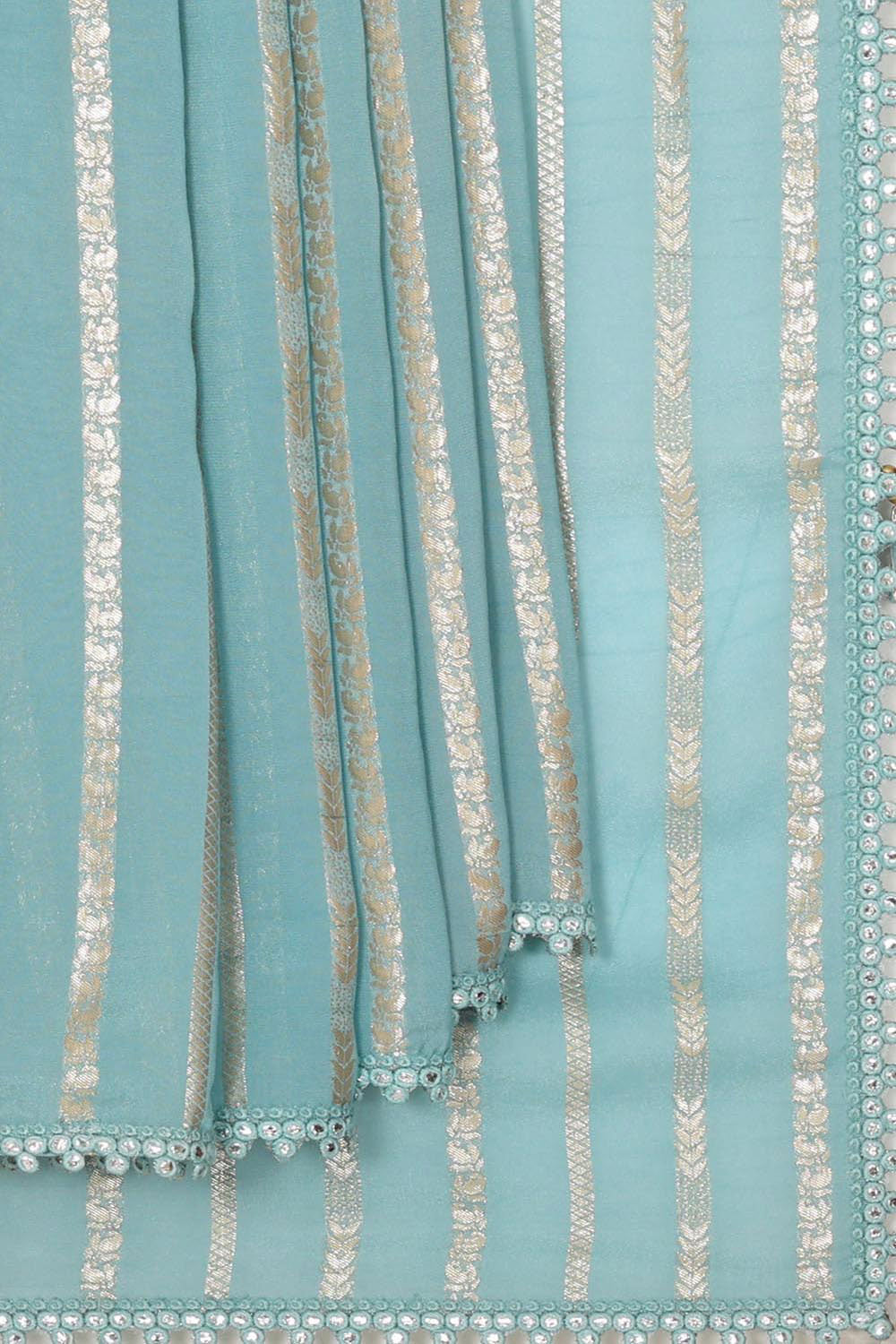 Collection of Glass Tissue Light Blue Saree in a gallery layout