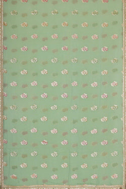 Collection of Glass Tissue Light Pista Green Saree in a gallery layout