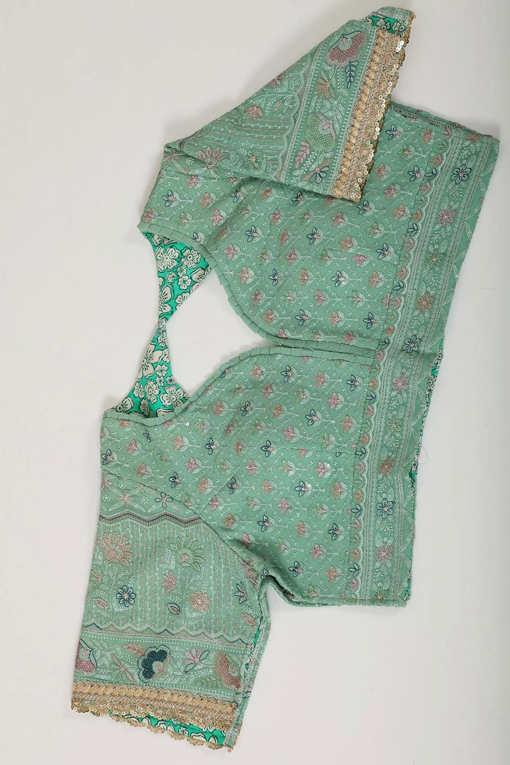 Image of Glass Tissue Light Pista Green Saree