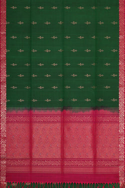 Image of Bottle Green Silk Saree