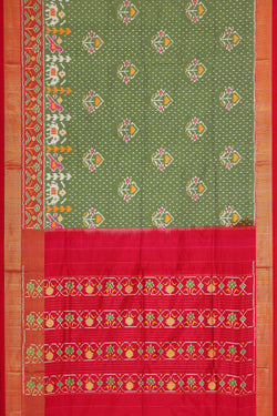 Image of Ikat Silk Pista Green Saree